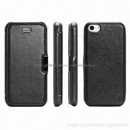 Brand New PU Leather Flip Heat Setting Cases for iPhone 5S, Various Colors Available